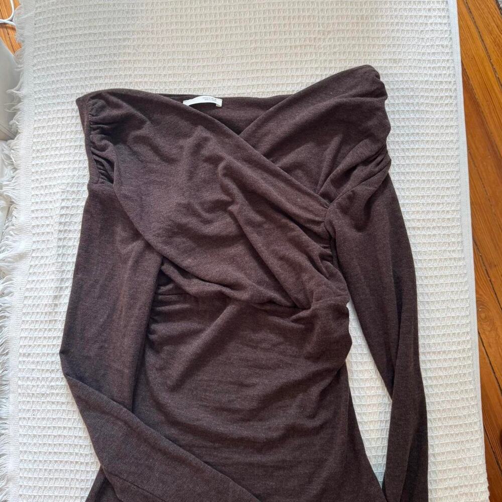 Brown off the shoulder long